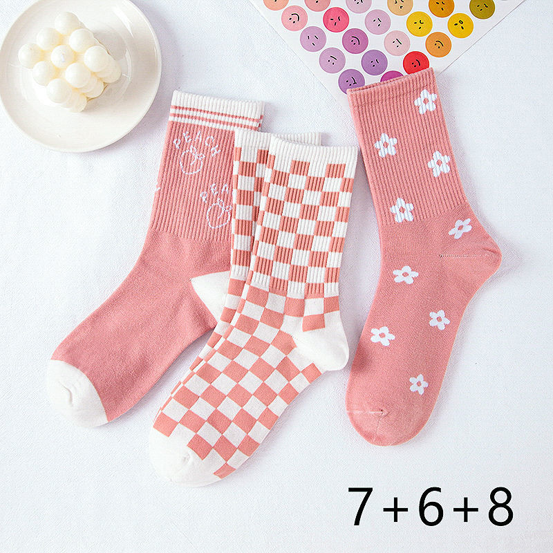 Tulip Pink Versatile Cute Sport College Style Tube Socks