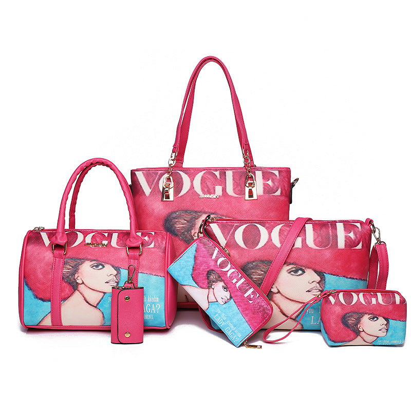 New Style Inkjet Female Bag Fashion Cartoon Printing Picture-Child Bag Handbag Simple One-Shoulder Big Bag