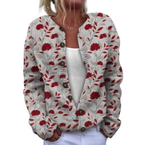 Womens Casual Printed Cardigan Jacket Top