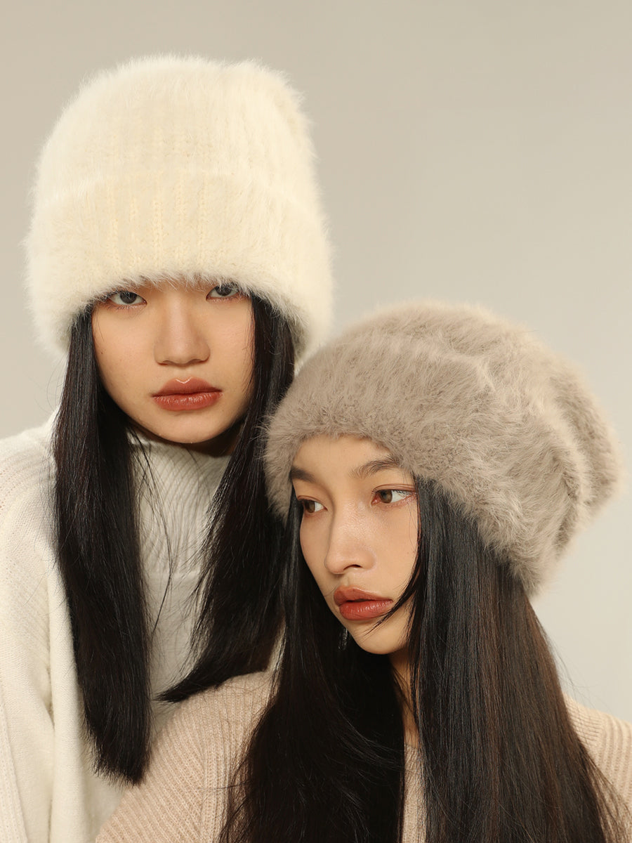 White Big Head Circumference Knitted Huge Woolen Hat