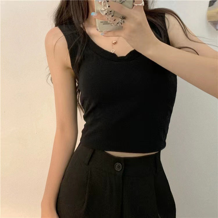 Cotton Vest Summer With Chest Pad Fixed Cup Versatile Inner Match