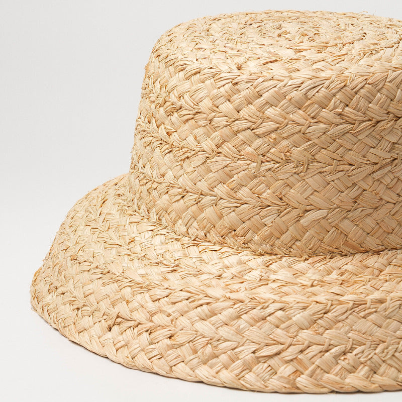Vintage Flat Top Fold Down Brim Children's Straw Hat