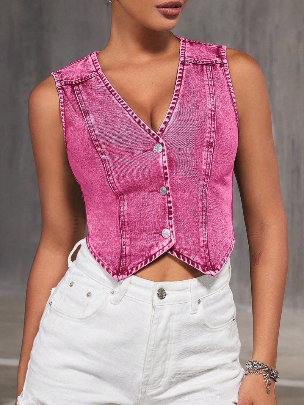 Womens V-neck Denim Vest Top
