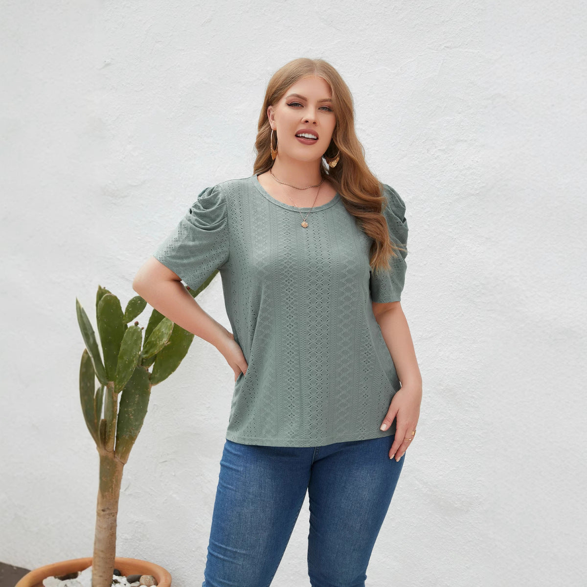 Dame Løs T-shirt Plus Size