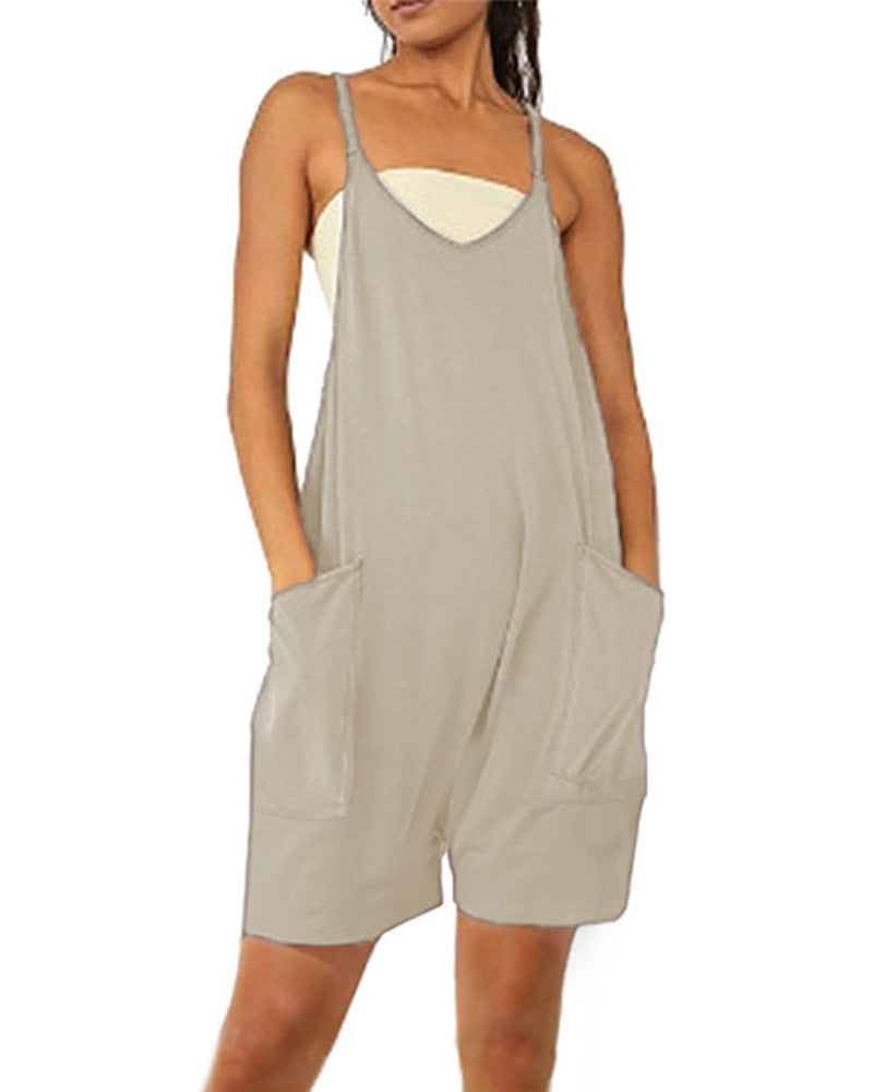 Women's Casual Zipper Pocket Jumpsuit Overalls