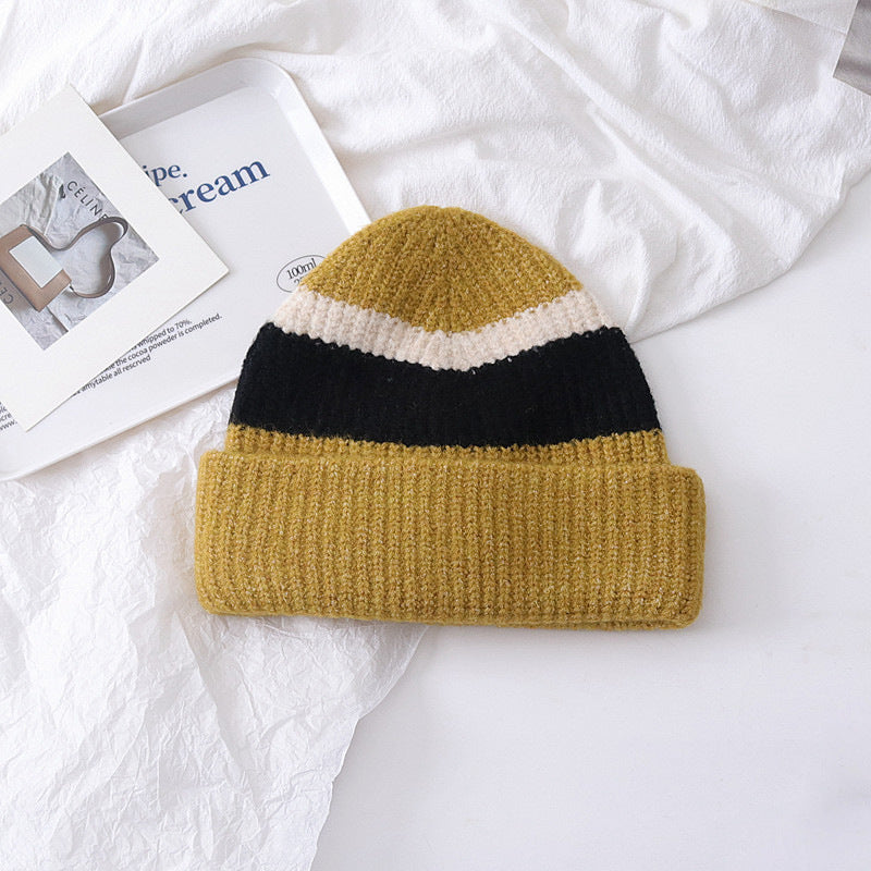 Versatile Small Color Matching Pullover Knitted Hat