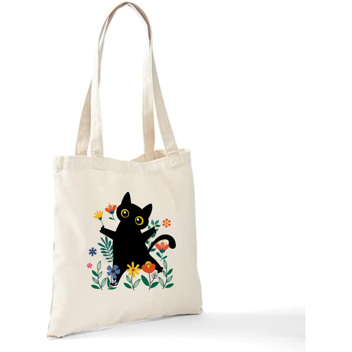 Animal Cat Print Canvas Handbag One Shoulder Ladies