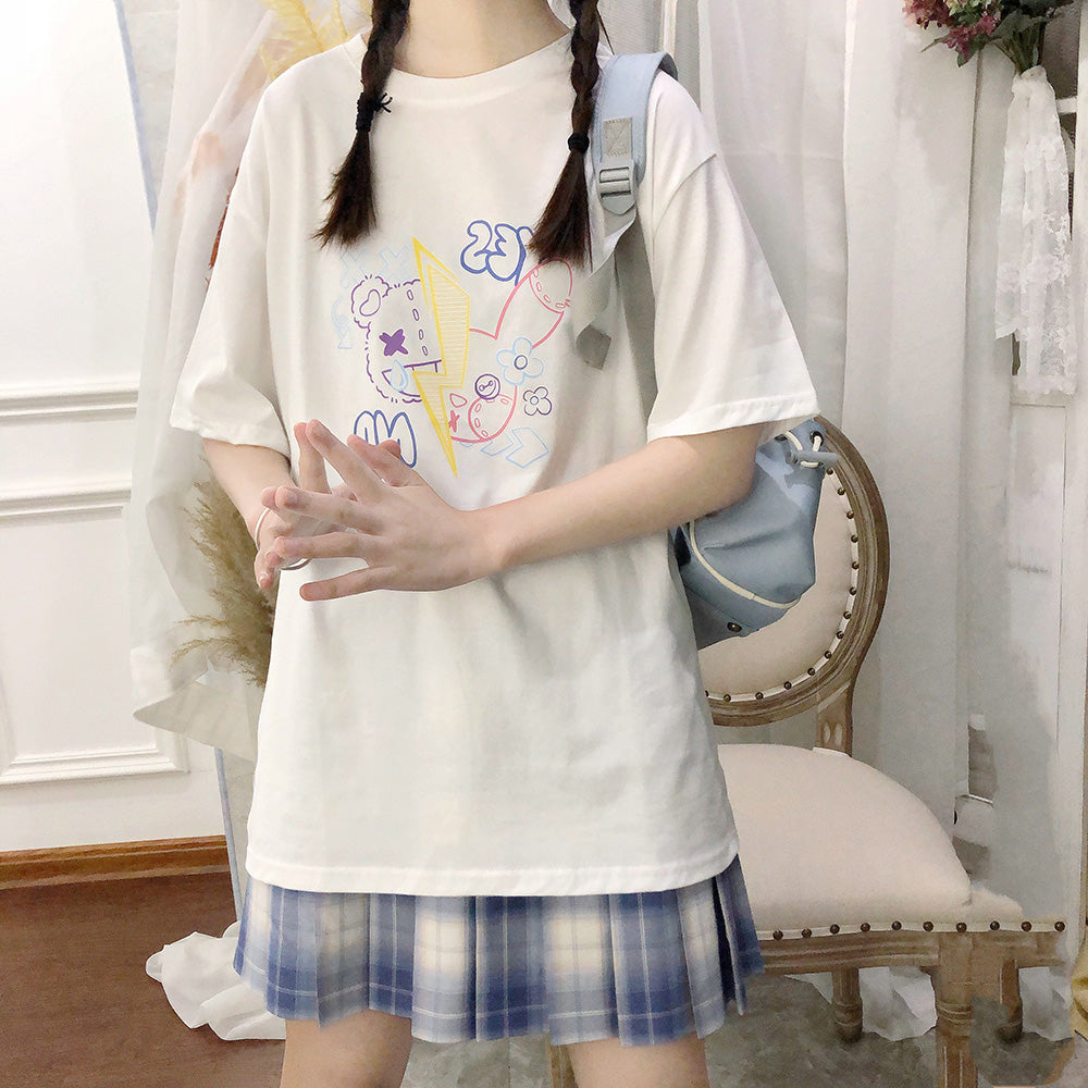Ladies Japanese Loose Cotton Short Sleeves