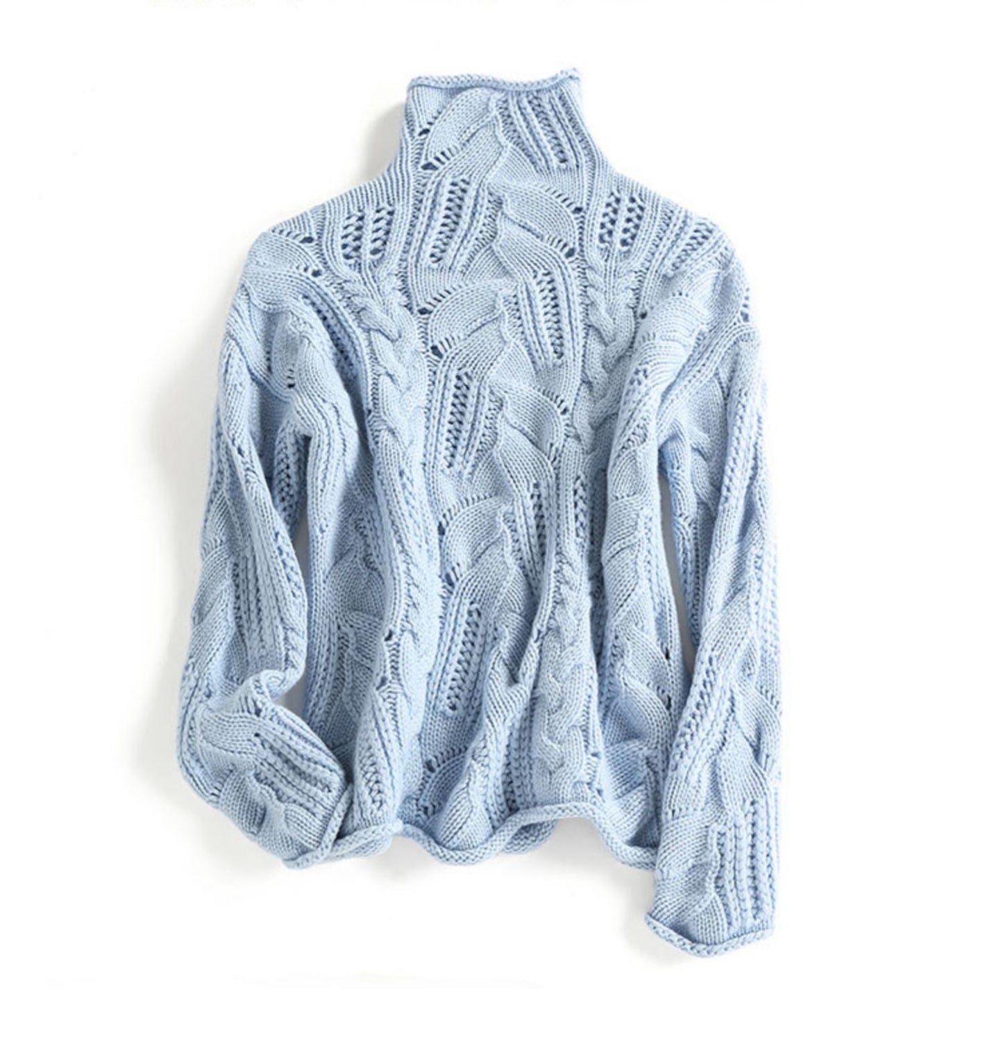 High Neck Thickened Hollow Crochet Loose Knitted Pullover Sweater
