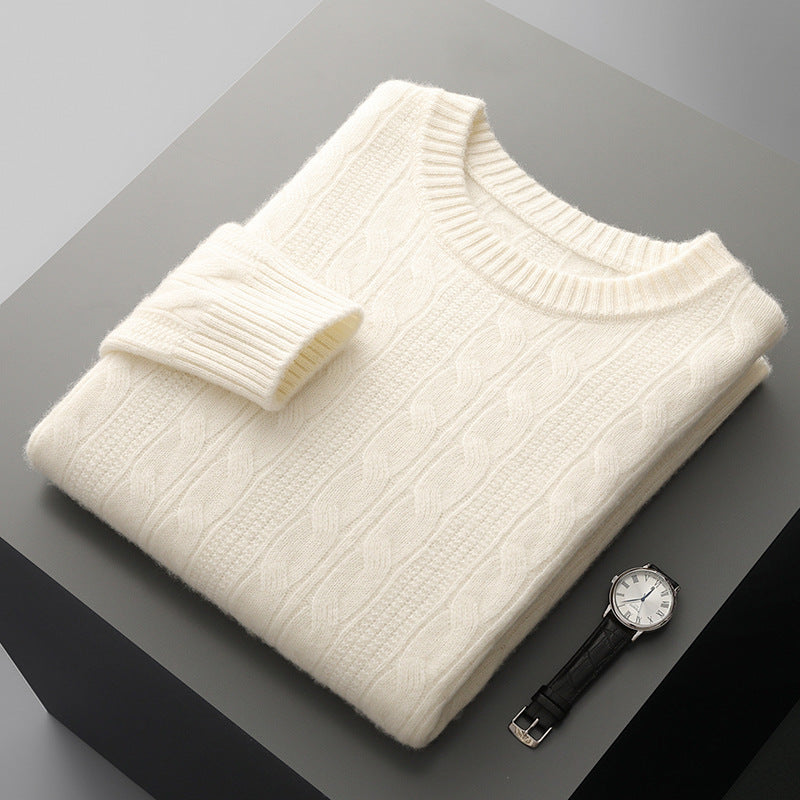 Rundhalset Kaschmirtrøje til Mænd Langærmet Pullover Klassisk