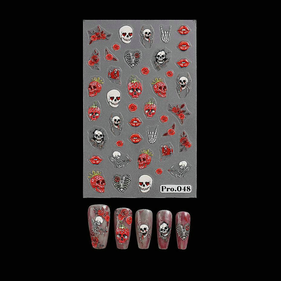 Wansheng Cartoon Cute Ghost Skull Spider Web Nail Back Glue