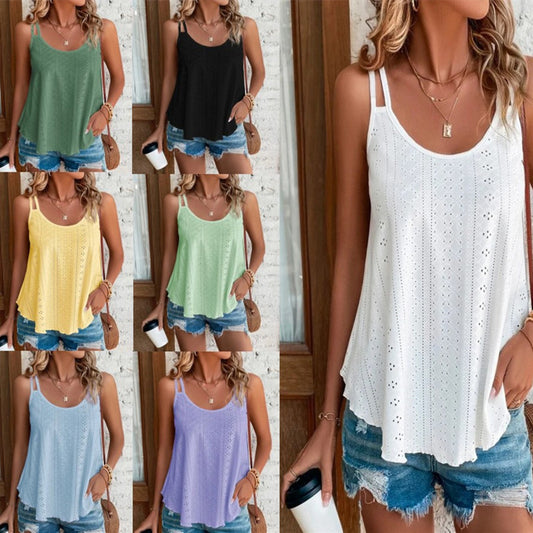 Dame dobbelt-skulder camisole rund hals ærmeløs underbluse