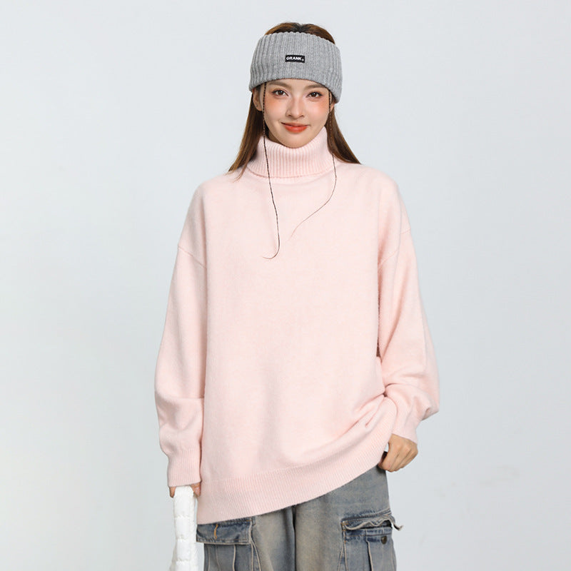 New Solid Color Hoodie Women's American Casual Round Neck Sweater