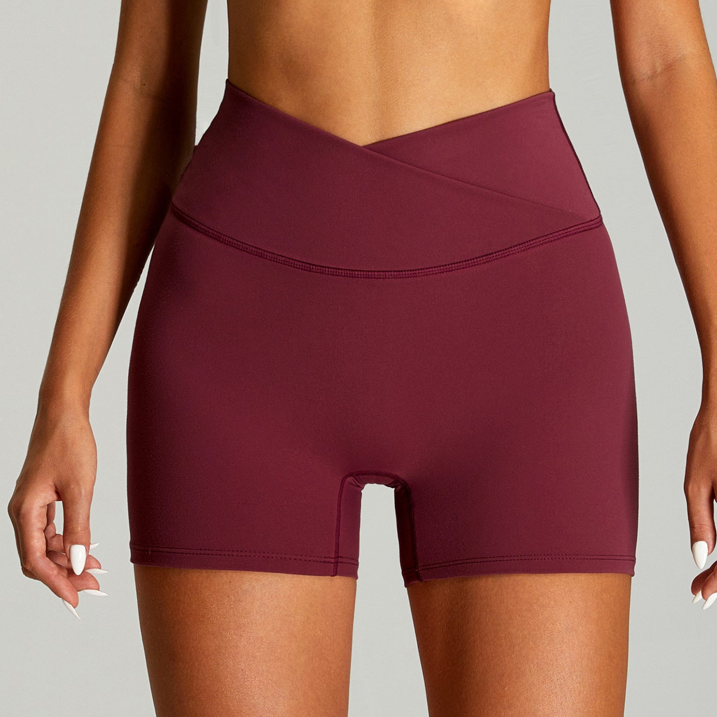 Nude Feel Cross High Waist Yoga Shorts Til Kvinder Stramme Sports- og Fitnessshorts