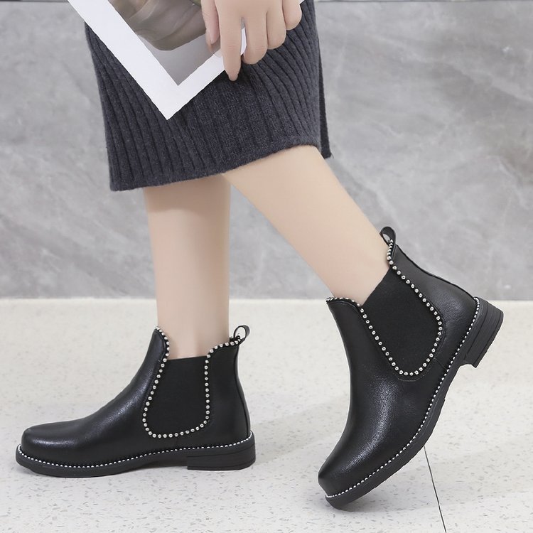 Women's British Style Autumn Small Boots With Thick Heel