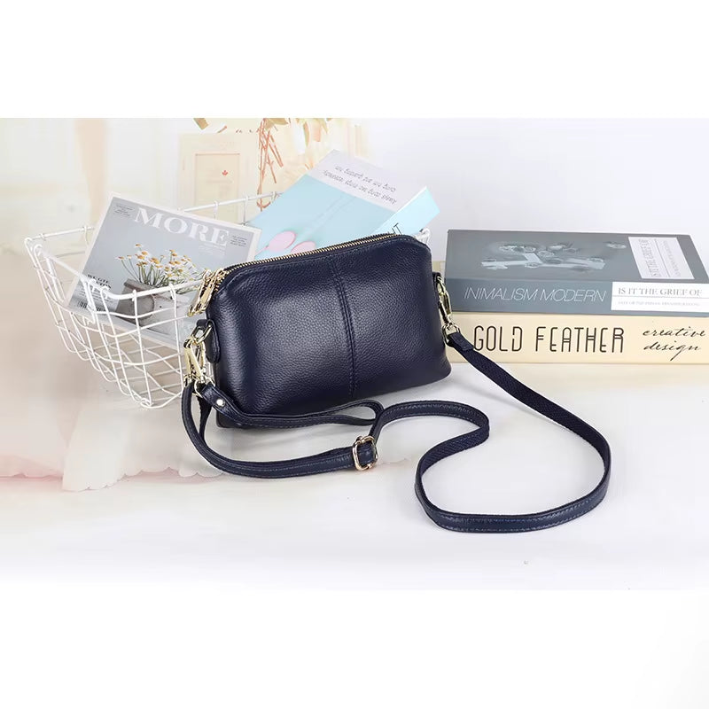 2024 Women's Genuine Leather Shoulder Bags - High-Quality Cow Leather Messenger, Clutch, and Crossbody Bags