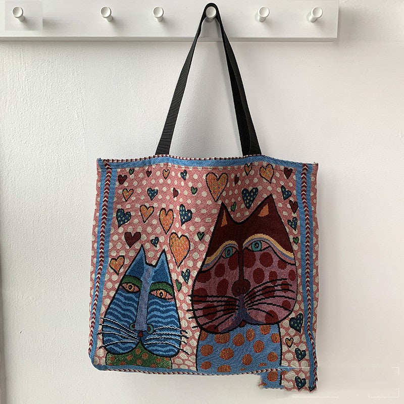 European Style Printed Canvas Large Capacity Handbag