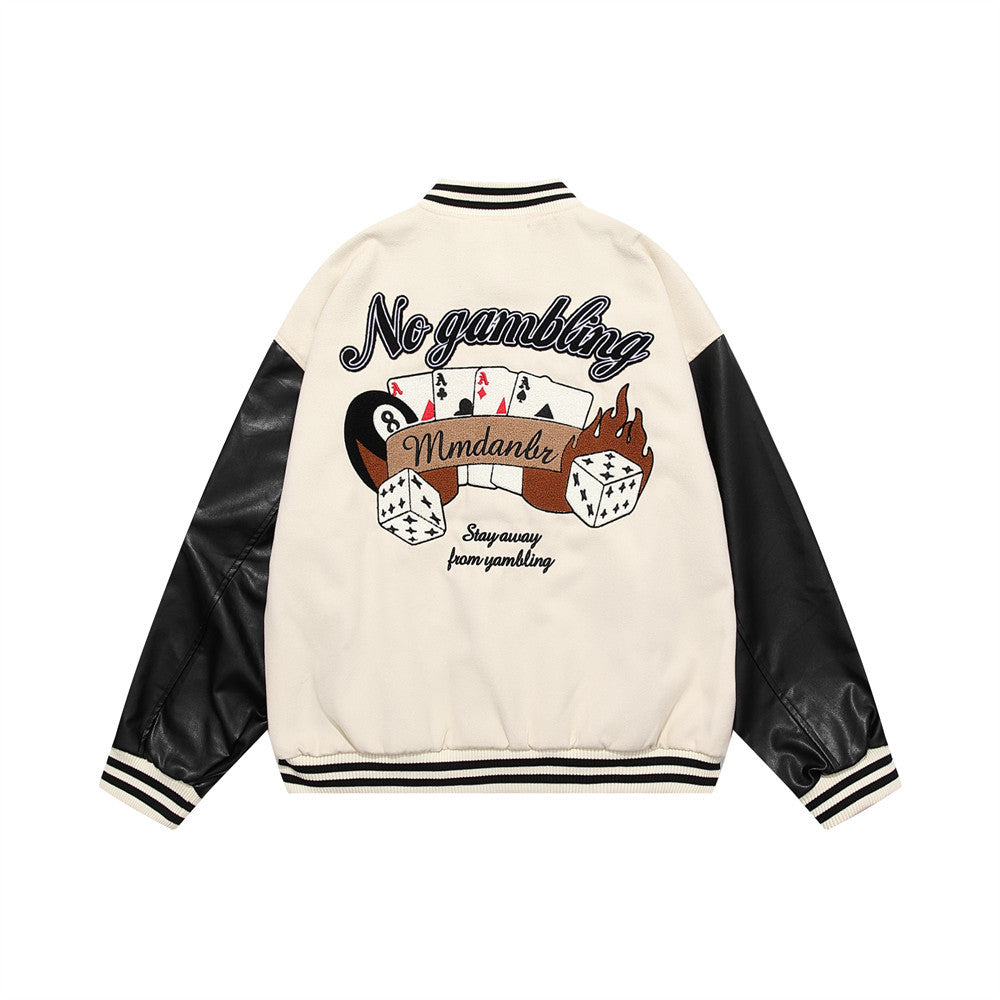 Men's Baseball Jacket Color Blocking Embroidered Coat