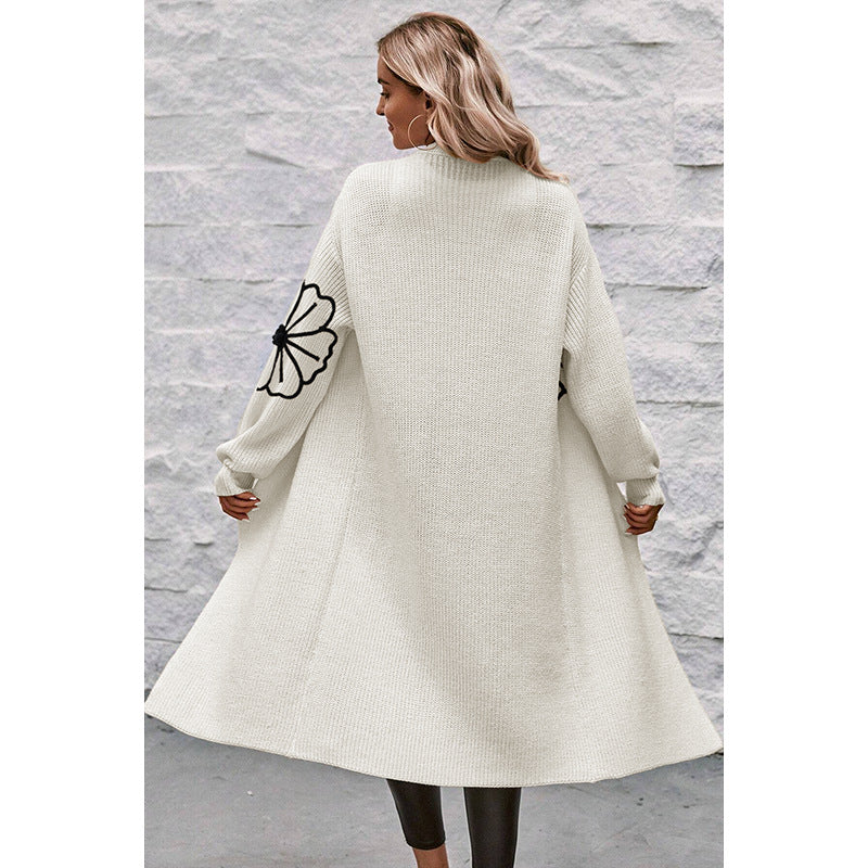 Women's Flower Embroidered Cardigan Sweater