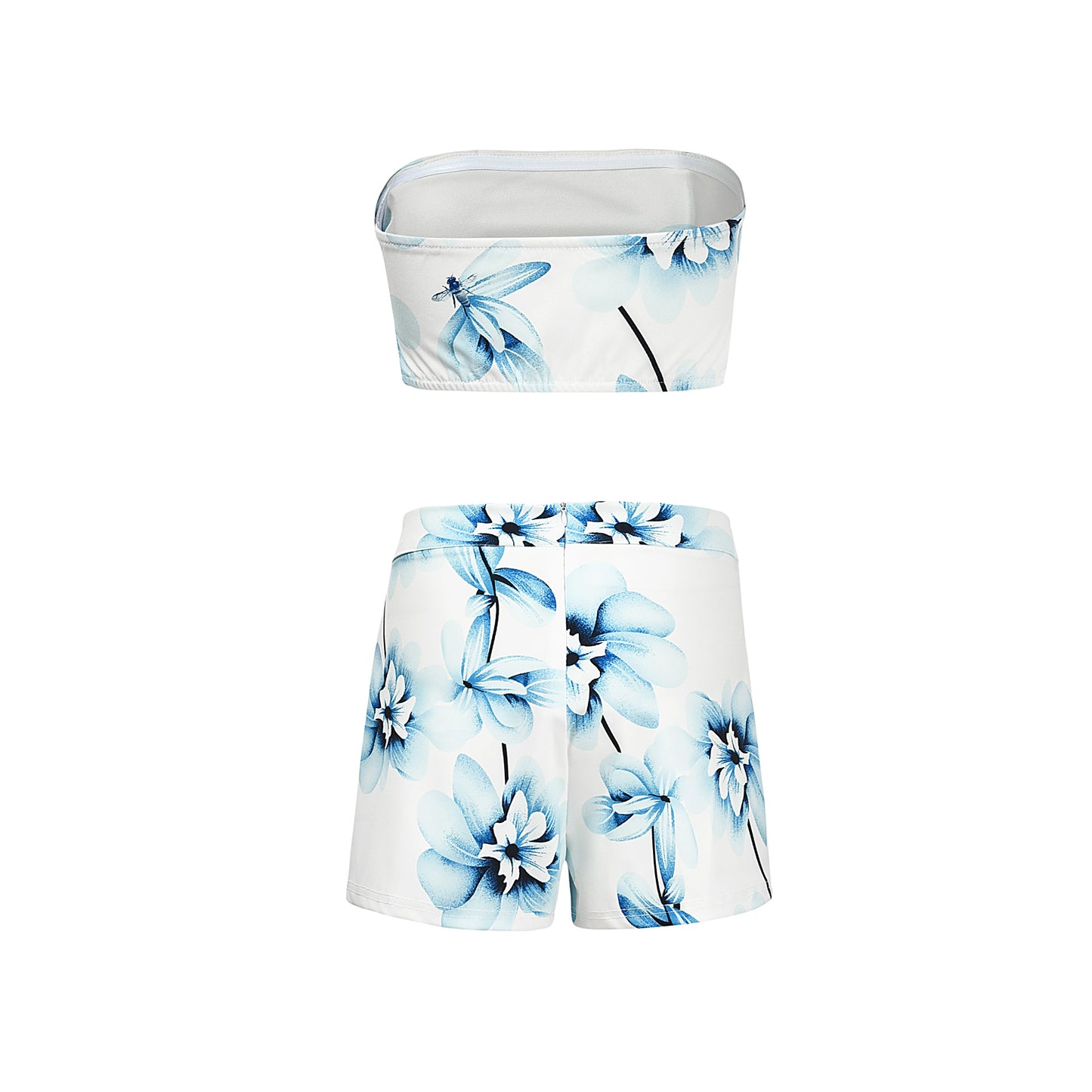 Printing Suit Tube Top Belly-showing Tops Shorts