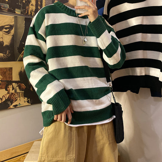 Efterår og vinter løs sweater med rund hals til mænd