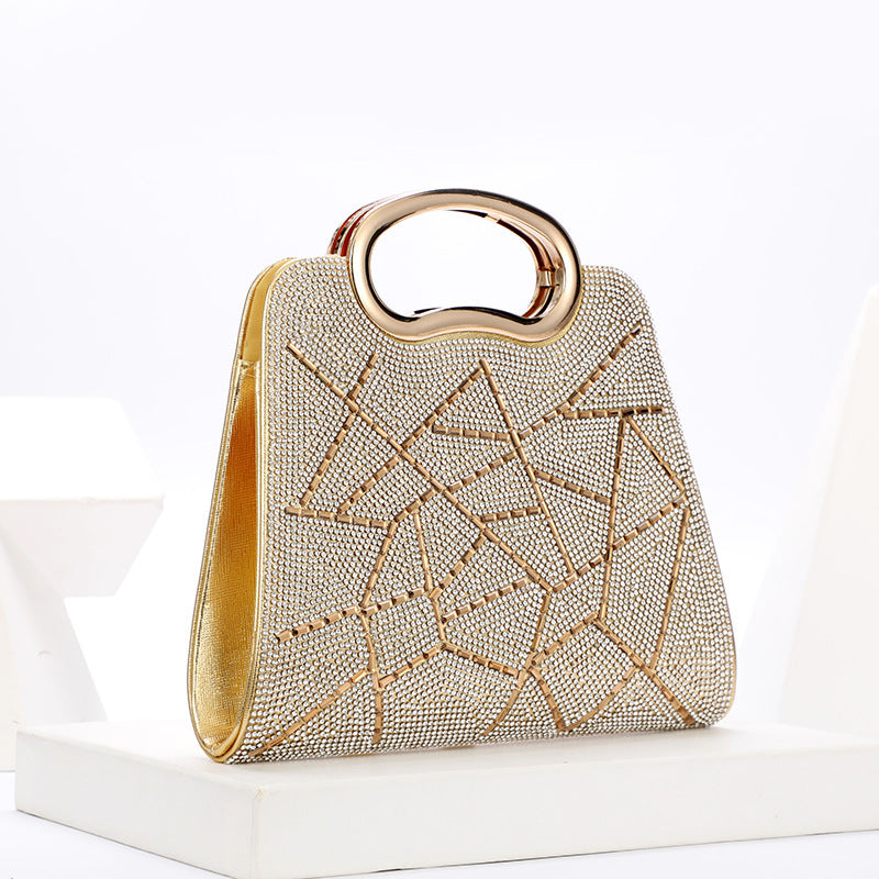 Uregelmæssige striber Rhinestone Glitter PU-læderhåndtaske