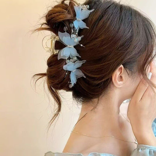 Ultra-fairy Sheer White Lively Butterfly Hair Clip