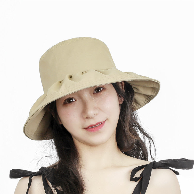 Casual Japanese Large Brim Cotton Linen Sun Hat Foldable