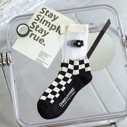 Cool Crystal Glass Silk Heart Socks