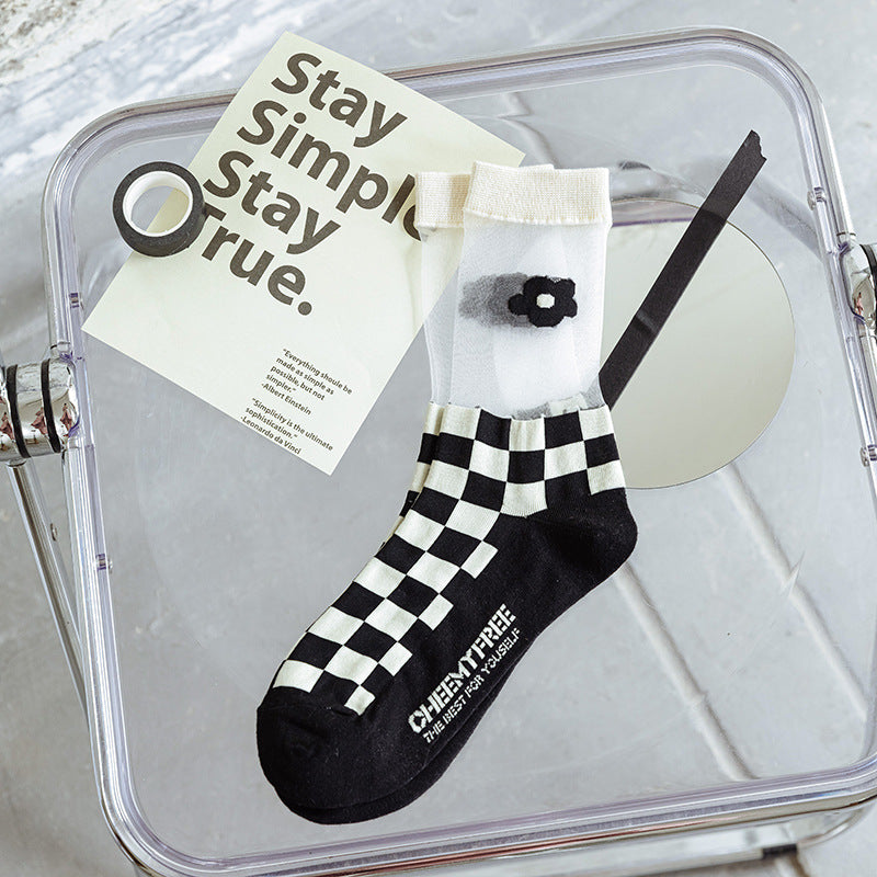 Cool Crystal Glass Silk Heart Socks
