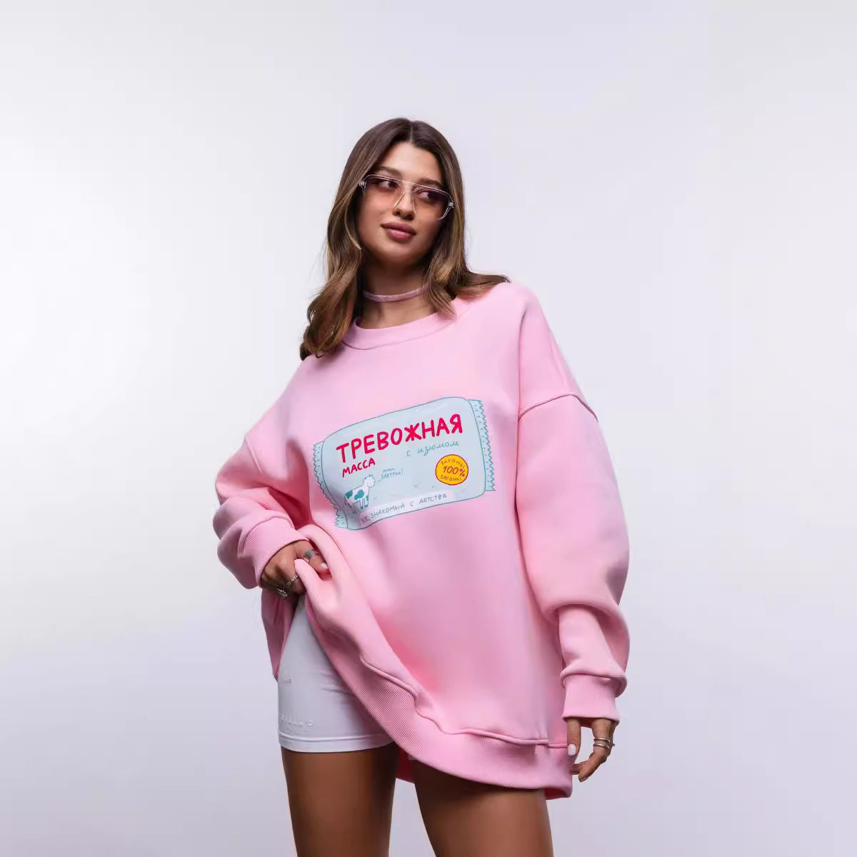 Kvinders afslappede løse sweatshirt med bogstavprint