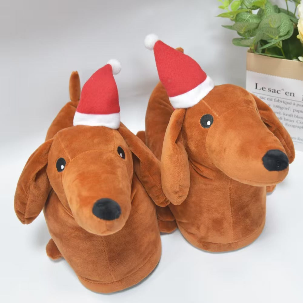 Dachshund Home Bedroom Winter Plush Slippers