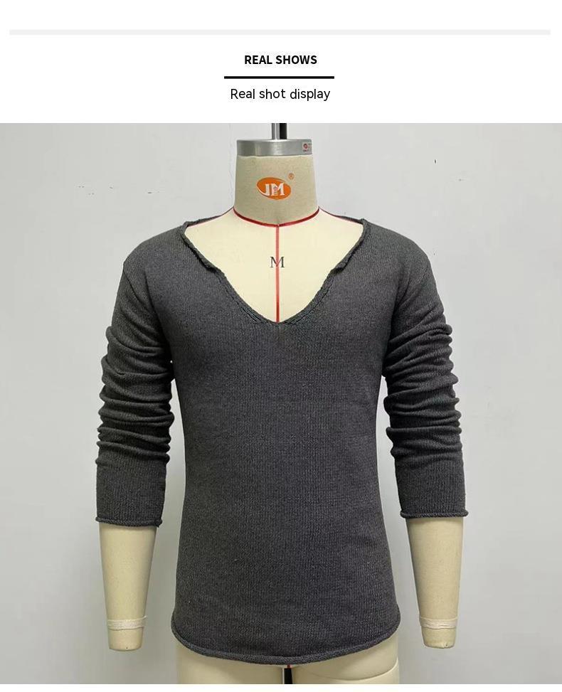 European And American Style Spring And Autumn Pullover Sweater V-neck Woolen Thin Bottoming Shirt
