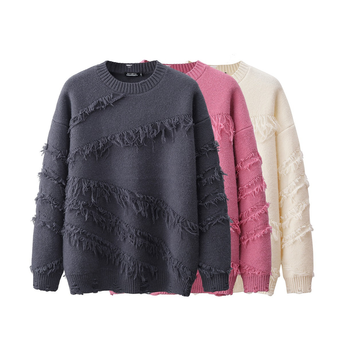 Design Sense Niche Vintage Kvast Sweater Mænd Og Kvinder Efterår Og Vinter Løs Dovne Smart Blød Klistret Smart Sweater