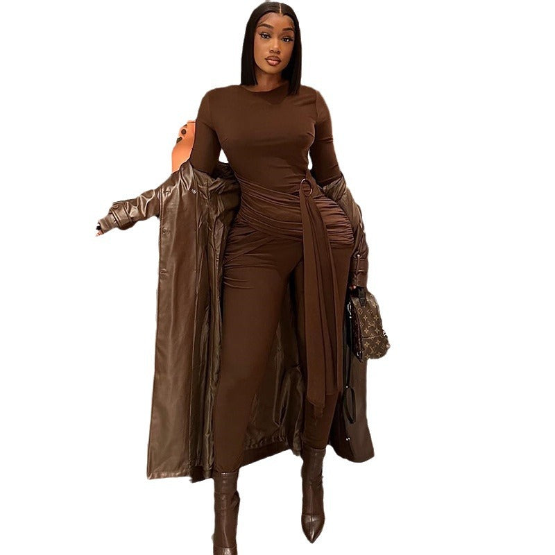 Long Sleeve Tight Fitness Bodysuit For Women
