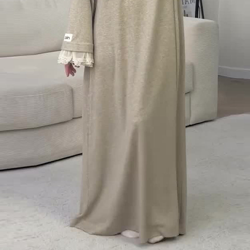 Dame plus-size blondekjole med rund hals