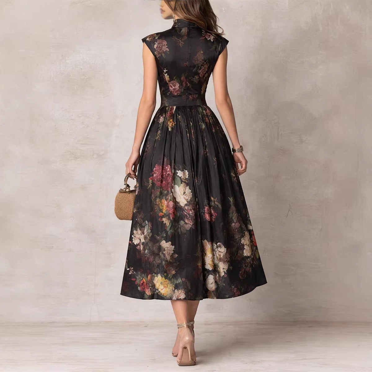 Sleeveless Printed Slim-fit Dress For Women