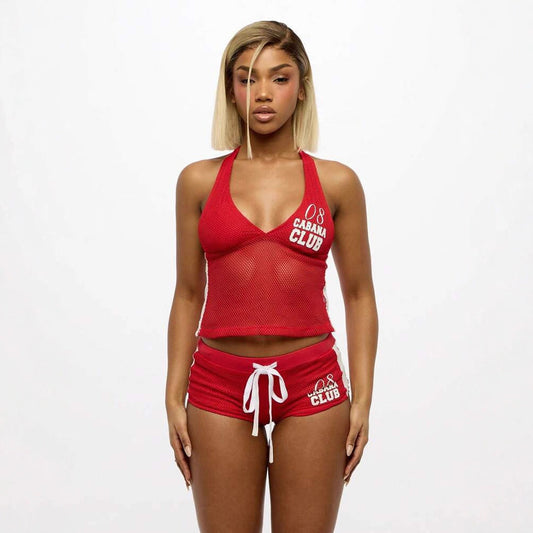 Printed Breathable Tank Top And Hip-lifting Shorts Set
