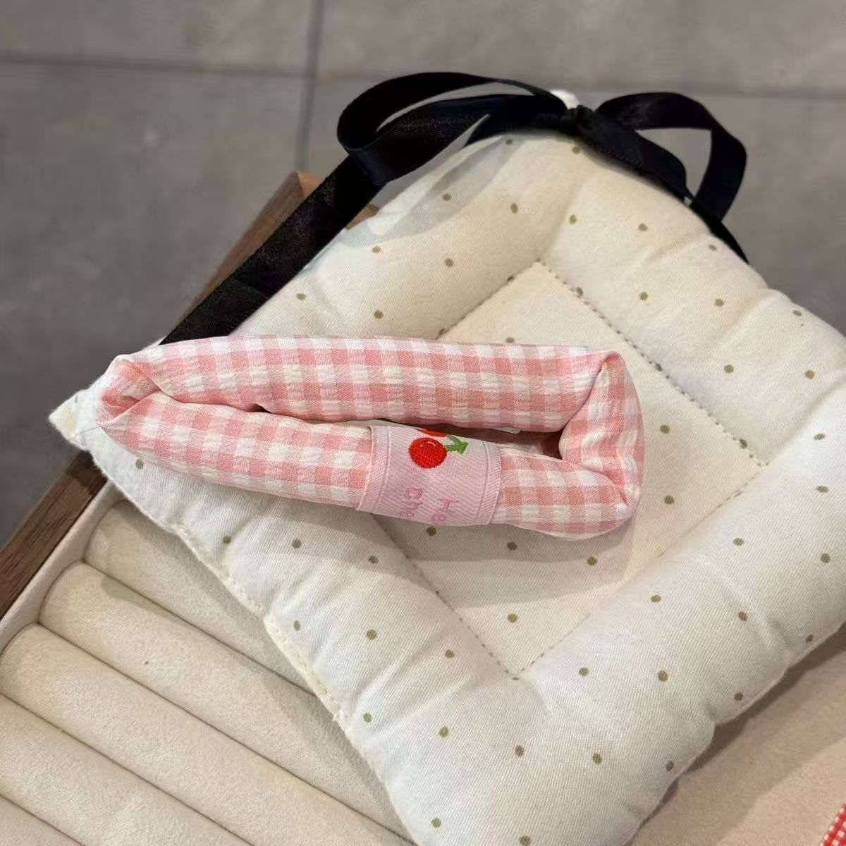Cute Plaid Cherry Barrettes Girl Forehead Broken Hair