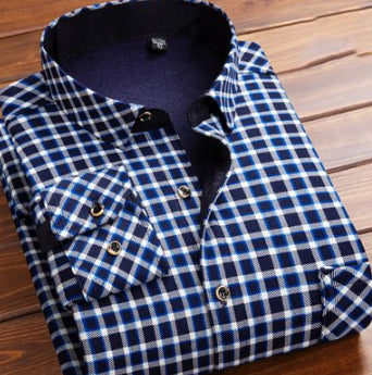 Men's Thermal Thickened Fleece Plaid Shirt
