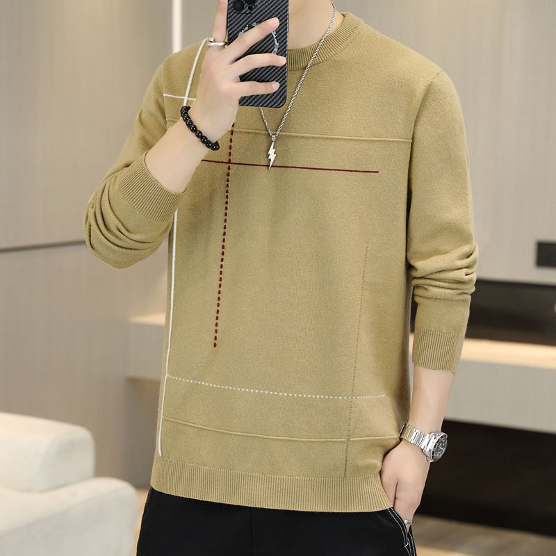 Sweater Men's Round-neck Trend Versatile Sweater Top Casual