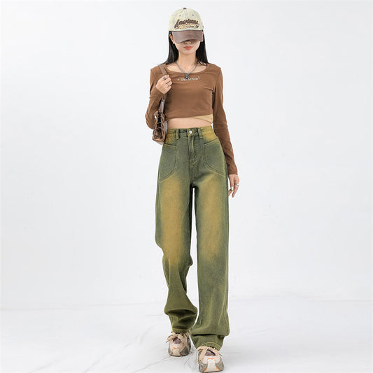 Fashion Washed Wide-leg Jeans For Women
