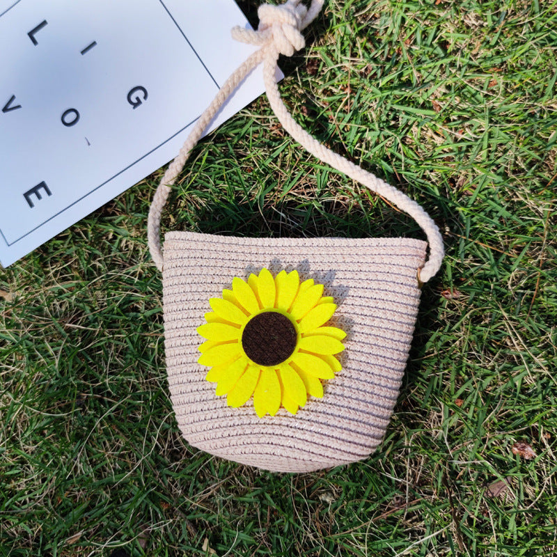 Grass Woven Bag For Children's Cute Crossbody