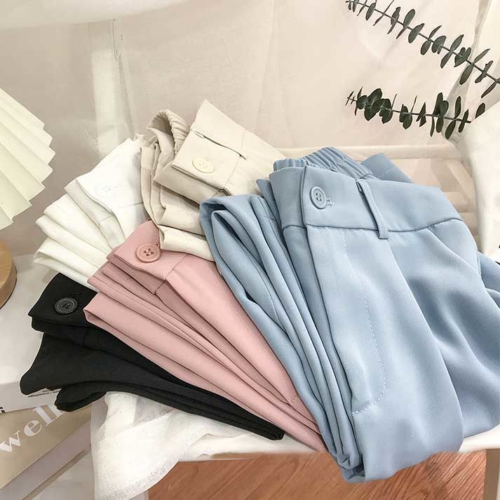 Suit Pants Women's Thin Style High Waist Wide Leg Pants Loose Straight Nine Points West Pants