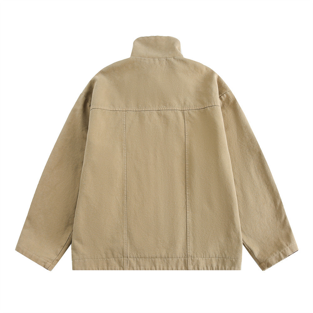 American Retro Workwear Canvas Motorcycle Jacket