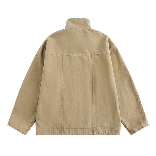 American Retro Workwear Canvas Motorcycle Jacket