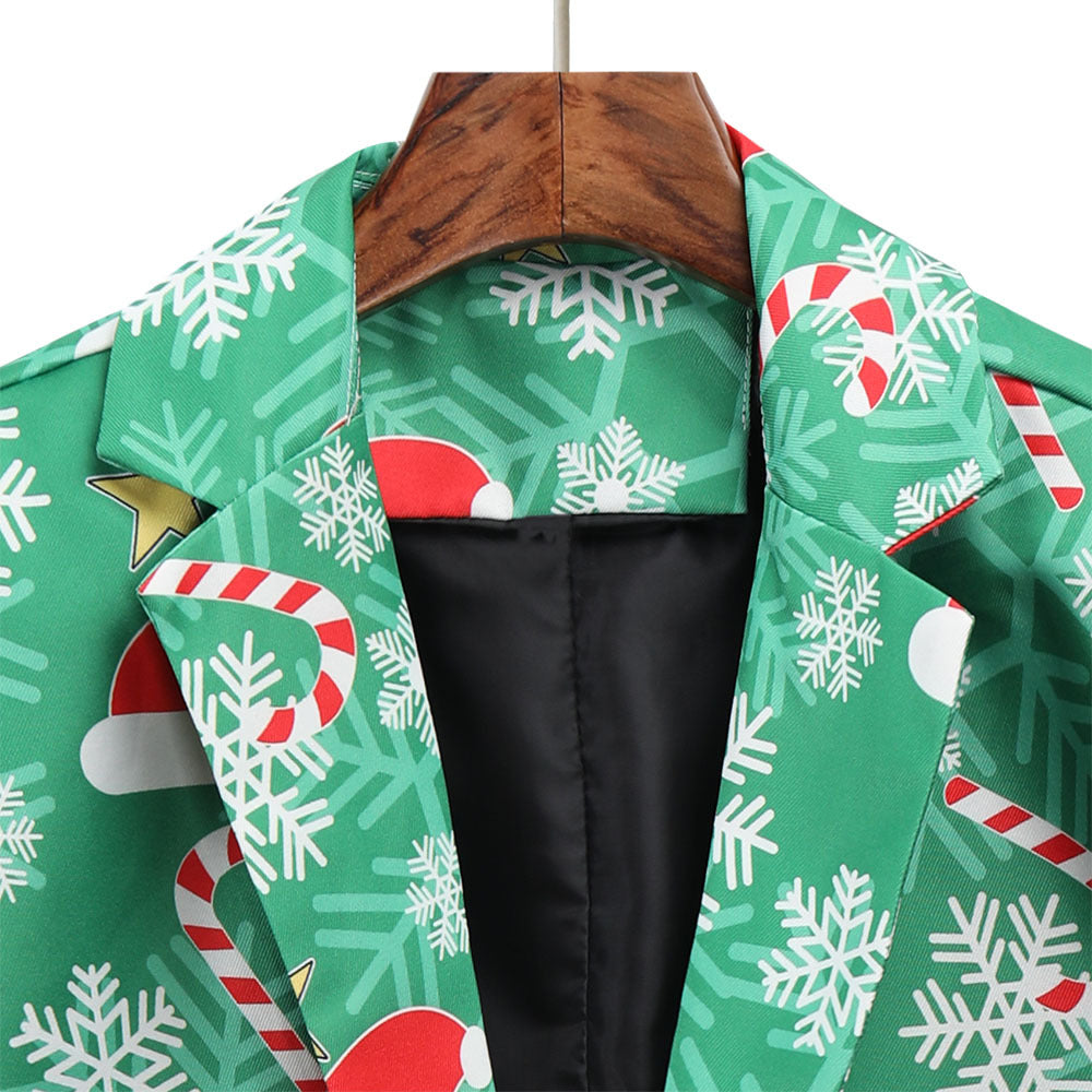 Men's Christmas Printing Casual Suit Jacket