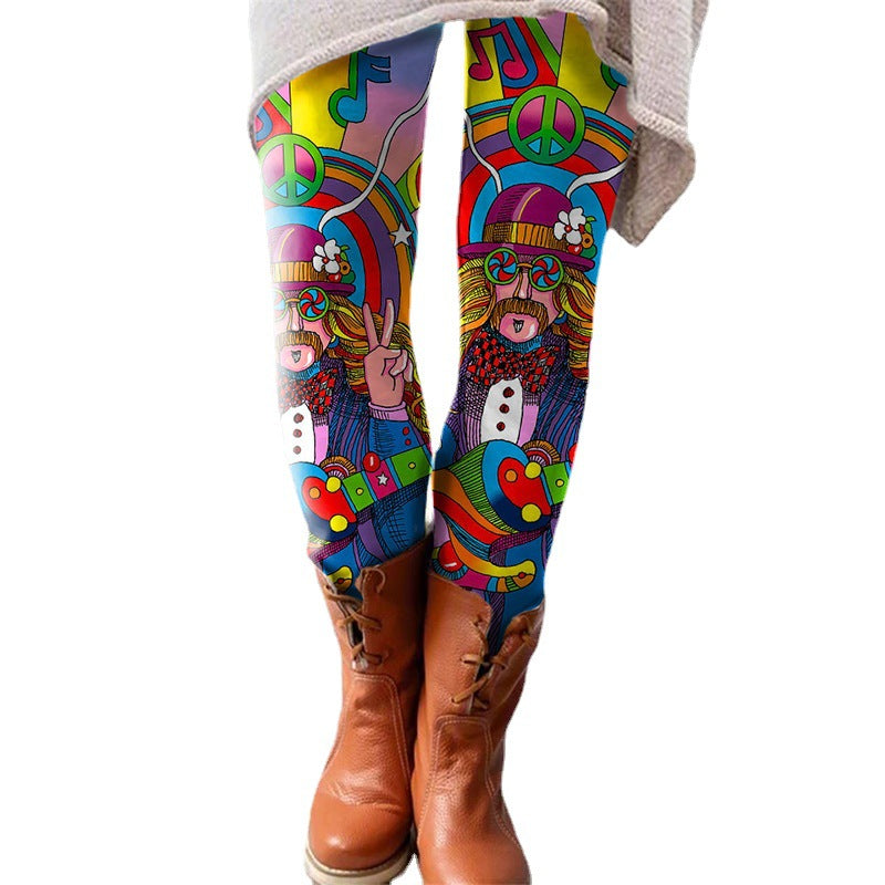 Fitness Sport 3D-printede højtaljede tights