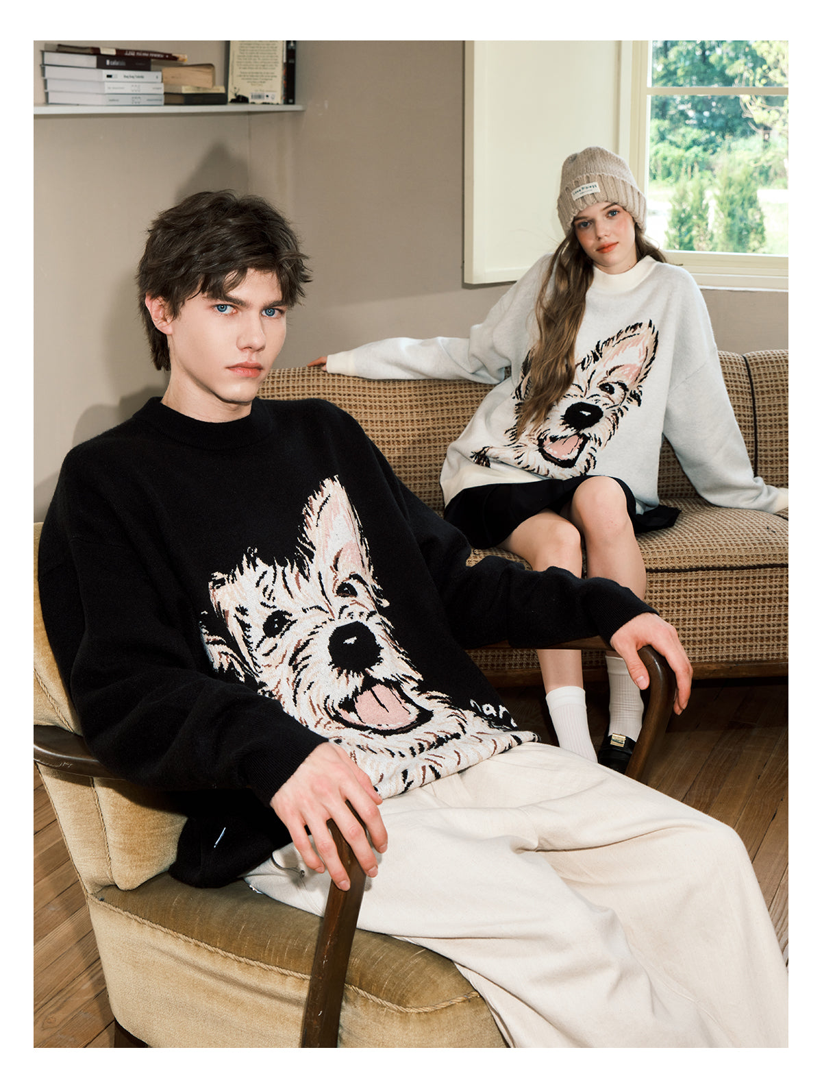 Puppy Sweater Couple Loose And Idle Knitwear