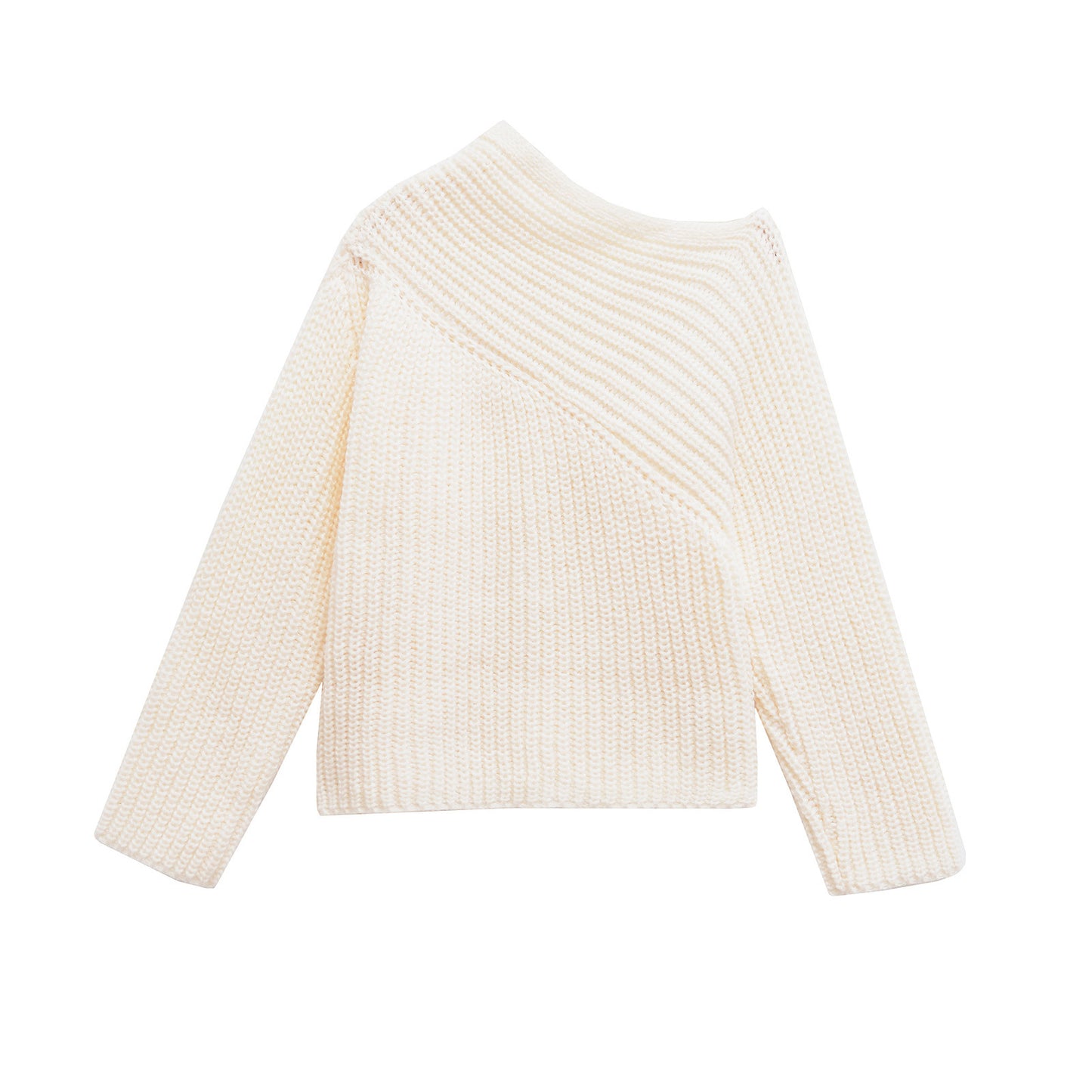 Classic Wool Blend Asymmetric Collar Sweater 4192122